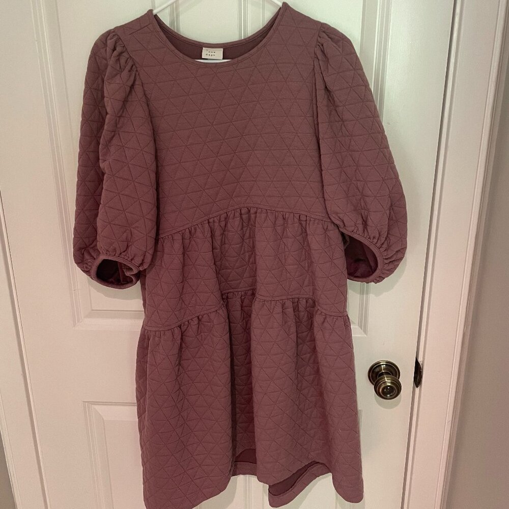 Quilted Peplum Dress with Pockets
